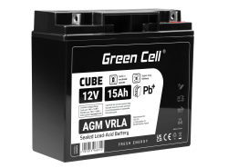 Green Cell® AGM 12V 15Ah batéria VRLA olovená batéria bezúdržbová rybárska rezačka čln skúter trávnikový traktor kosačka