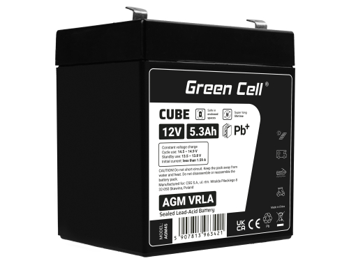 Green Cell® AGM 12V 5.3Ah akumulátorová bezúdržbový akumulátor hračky Výstražné systémy hračkárske vozidlo