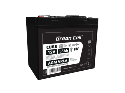 Green Cell CUBE AGM IP54 12V 55Ah akumulátorová bezúdržbový akumulátor kosačka skúter čln Traktorová kosačka