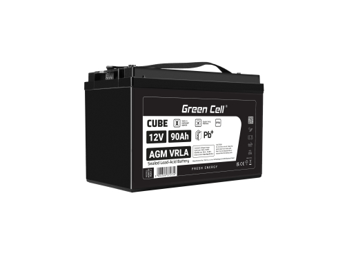 Green Cell CUBE AGM IP54 12V 90Ah akumulátorová bezúdržbový akumulátor rybarska lod obytné auto fotovoltaika