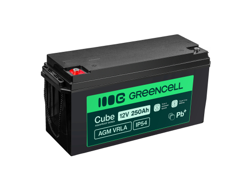 Green Cell Cube AGM VRLA IP54 12V 250Ah bezúdržbový akumulátor do karavanu, fotovoltiky, solárnych panelov, lodi