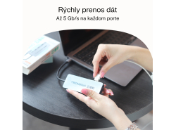 Adapter Basic HUB Greencell USB-C 4in1 (4×USB-A 3.0) – rýchly prenos do 5 Gb/s, hliníkový kryt