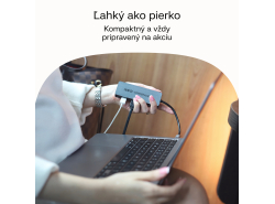 Adapter Basic HUB Greencell USB-C 4in1 (4×USB-A 3.0) – rýchly prenos do 5 Gb/s, hliníkový kryt