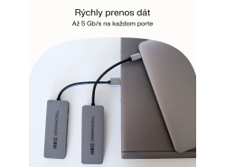 Adapter Basic HUB Greencell USB-A 4in1 (4×USB 3.0) – rýchly prenos do 5 Gb/s, hliníková skrinka