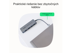 Adapter Basic HUB Greencell USB-A 4in1 (4×USB 3.0) – rýchly prenos do 5 Gb/s, hliníková skrinka