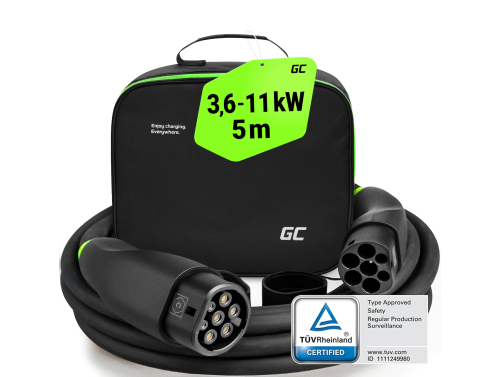 Green Cell Snap Nabíjací kábel Typu 2 11kW 5m pre Tesla Model 3 S X Y, Kia EV6, Hyundai IONIQ 5, BMW i3, Ford Mach-E