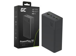 Greencell PowerPlay 30 - čierny powerbank s výkonom 30 000mAh, 22,5W, 4 porty
