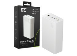 Greencell PowerPlay 30 - biely powerbank s kapacitou 30 000mAh, 22,5W, 4 porty