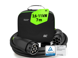 Green Cell Snap Typ 2 EV Ladekabel 11 kW 7 m für Tesla Model 3 S X Y, VW ID.Buzz, Kia EV6, Hyundai IONIQ 5, BMW iX, Ford Mach-E