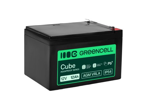 Greencell AGM VRLA 12V 12Ah bezúdržbový akumulátor do pokladnice, hračky, kamery (151x98.5x95mm)