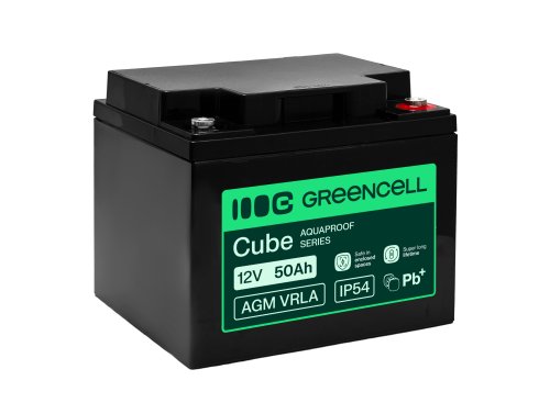 Greencell AGM VRLA 12V 50Ah bezúdržbový akumulátor do UPS, váh, karavanu (197x166x170mm)