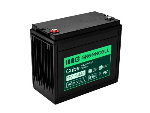 Greencell AGM VRLA 12V 135Ah bezúdržbový akumulátor na lode, fotovoltiku, solárne panely (341x173x287mm)