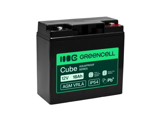 Greencell AGM VRLA 12V 18Ah bezúdržbový akumulátor do pokladnice, hračky, kamery (181x77x167mm)