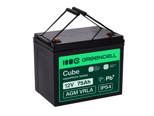 Green Cell CUBE AGM IP54 12V 75Ah akumulátorová bezúdržbový akumulátor rybarska lod obytné auto fotovoltaika