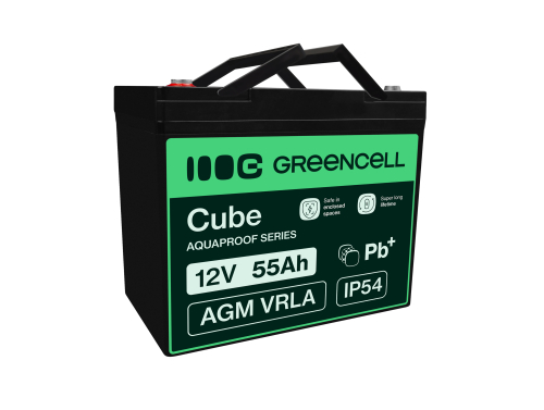Green Cell CUBE AGM IP54 12V 55Ah akumulátorová bezúdržbový akumulátor kosačka skúter čln Traktorová kosačka