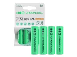 4x Nabíjateľná batéria AA R6 2600mAh Ni-Mh dobíjateľné akumlátory Green Cell