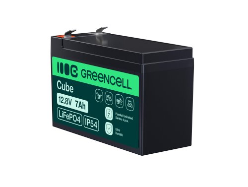 Green Cell CUBE LiFePO4 Batéria 7Ah 12.8V 89.6Wh lítium-železo-fosfát pre UPS, Poplašné systémy, Monitorovanie, Hračky